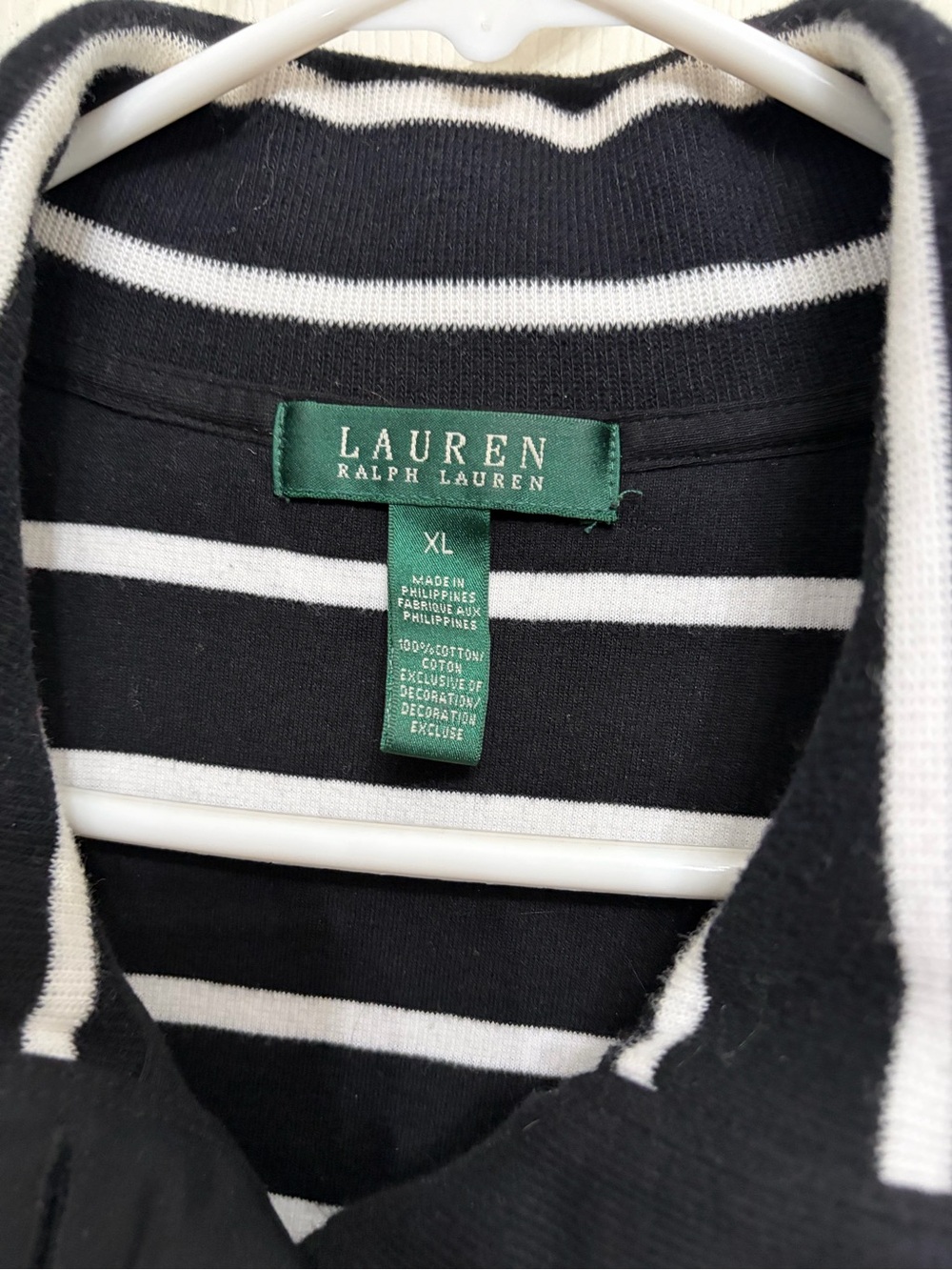 Ralph Lauren Black & White Striped Polo Pullover gold button accents size XL - Picture 2 of 4